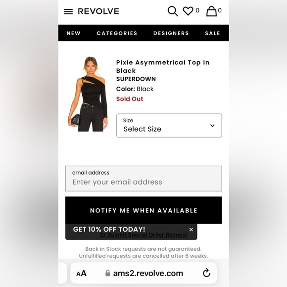 Current Style Superdown Pixie Asymmetrical Top in Black - Picture 2 of 9